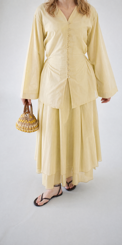 Elara Button-Front Skirt Set