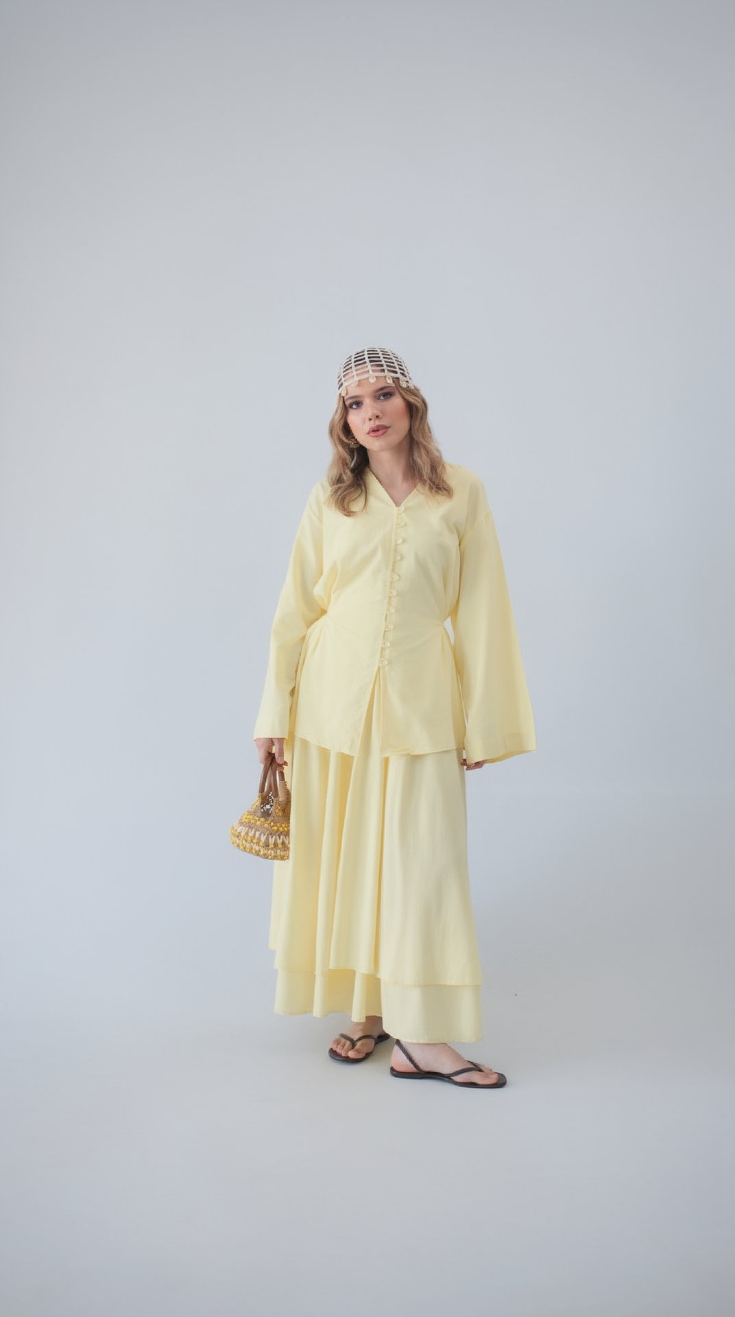 Elara Button-Front Skirt Set