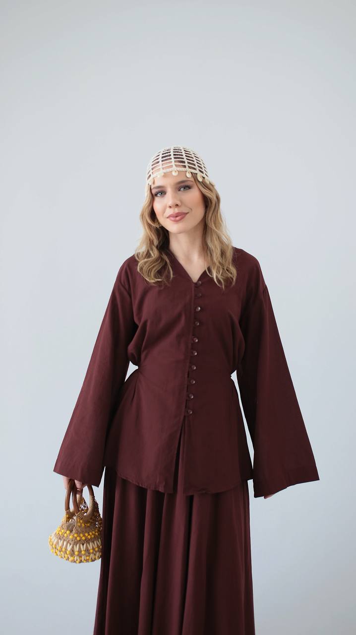Elara Button-Front Skirt Set